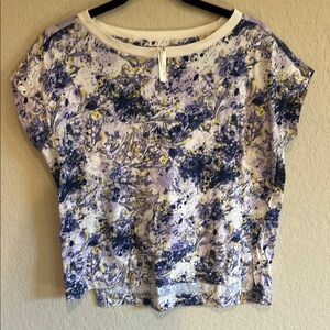 Anthropologie Blue and Yellow Abstract Blouse